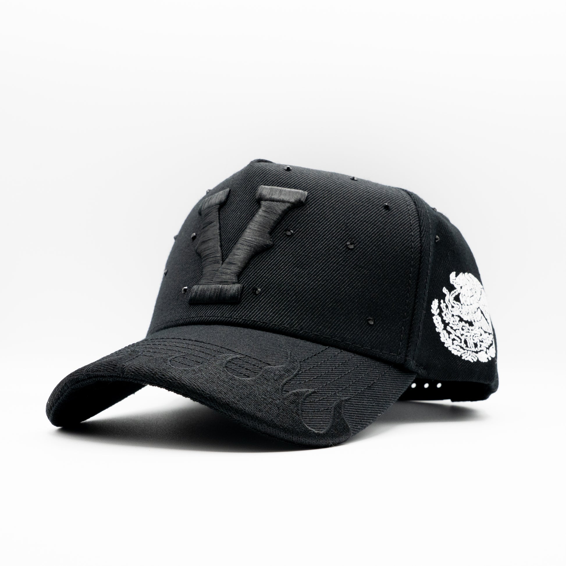 Midnight Rhinestone Snapback - Black